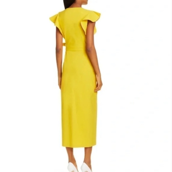 A.L.C. Walker Yellow Wrap Linen Blend Midi Dress - Picture 3 of 15